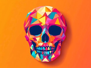 多彩几何骷髅头图案设计
