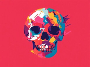 多彩抽象骷髅头图案设计
