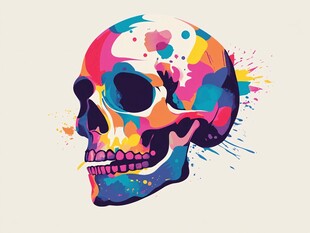 多彩涂鸦风格骷髅头图案