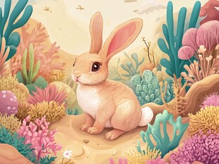兔子置身梦幻植物世界