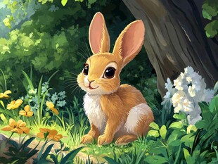 林中可爱小兔子