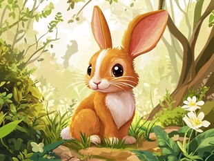 森林中的可爱小兔子