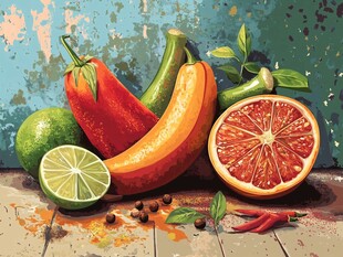 多彩果蔬静物图