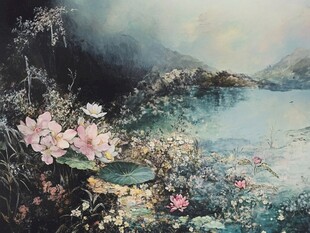 湖畔繁花图