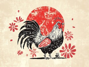公鸡插画 传统风格图案