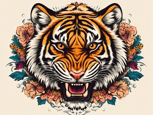 虎头繁花图 尽显野性魅力