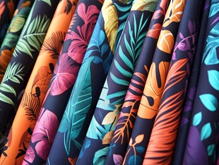 多彩热带风印花布料展示