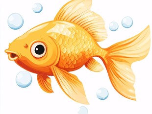 可爱金鱼在水中吐泡泡