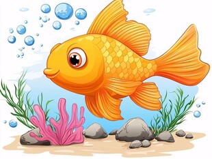 畅游海底的可爱小金鱼