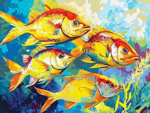 畅游海底的绚丽多彩鱼儿