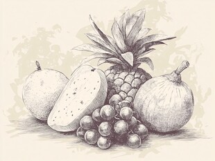 素描水果静物组合