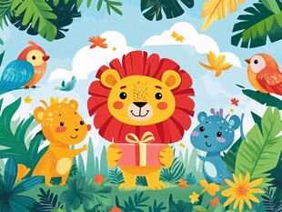 森林动物欢乐送礼物