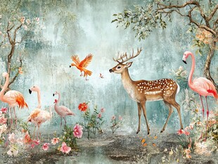 森林中的动物梦幻聚会