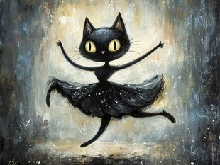 黑猫芭蕾舞者的梦幻瞬间