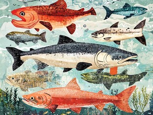 多彩海洋鱼类插画展示