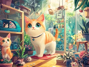 萌猫的绿植温馨小天地