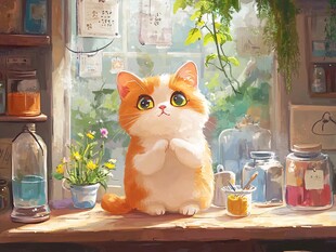 窗边萌猫的惬意小世界