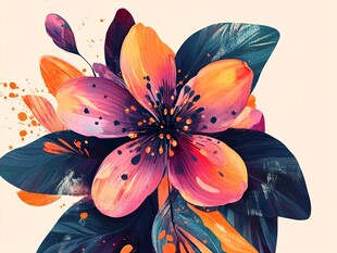 绚丽多彩花卉艺术插画