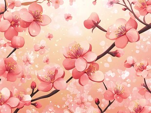 烂漫粉色樱花背景图