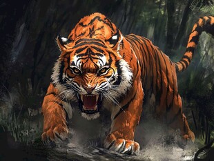 猛虎山林间怒吼