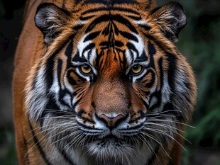 威风凛凛的老虎正面特写