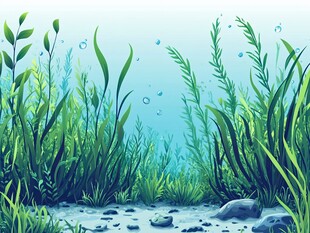 海底水草景观插画