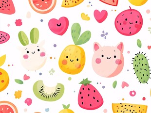 可爱水果卡通图案背景