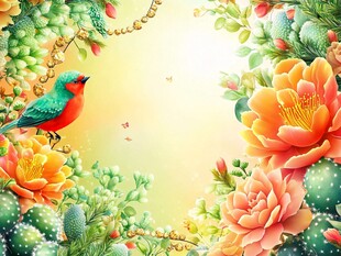 花鸟相映的梦幻植物景致
