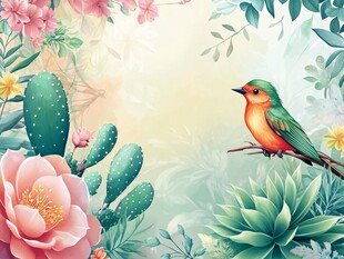 花鸟绿植绘就自然美景