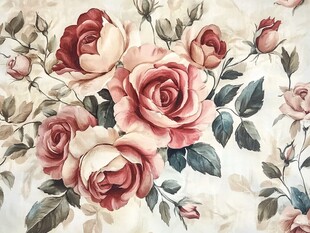 复古风玫瑰花卉图案