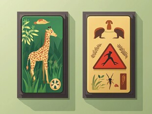 动物与警示标识插画