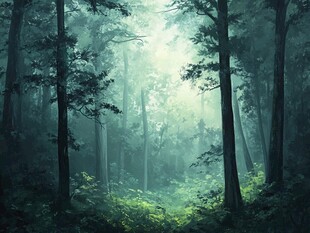 梦幻森林中的静谧晨光