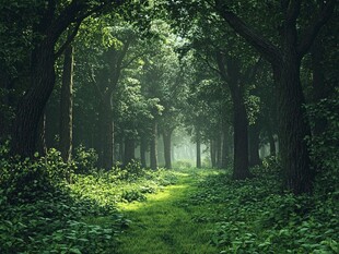 静谧森林中的阳光小径