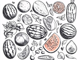 手绘瓜果插画集合