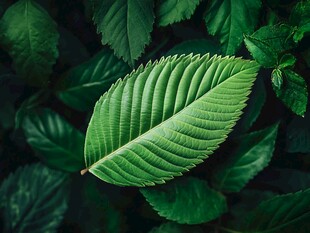 独叶绽于绿丛中