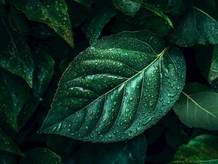 带露绿叶的自然清新之美