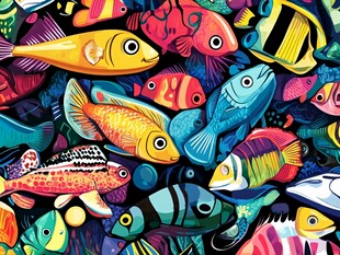 缤纷多彩的海洋鱼类图案