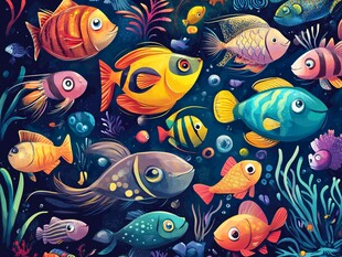 缤纷海底世界的多彩鱼儿