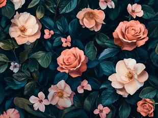 浪漫花卉绿植背景图案