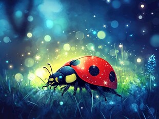 梦幻夜下的闪耀瓢虫