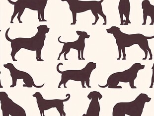 狗狗剪影无缝图案背景