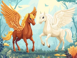 双生天马于奇幻森林相遇