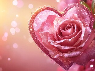 心形粉玫瑰的梦幻之美