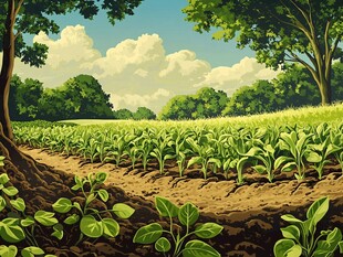 田园风光 绿意盎然的农田