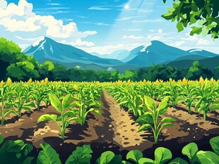 田园风光 绿意盎然的农作物