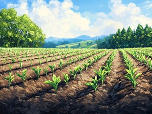 田园风光 整齐排列的农田