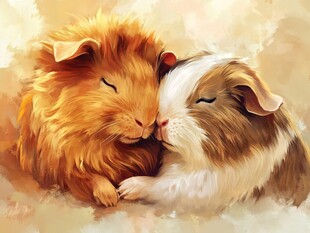 依偎的可爱豚鼠