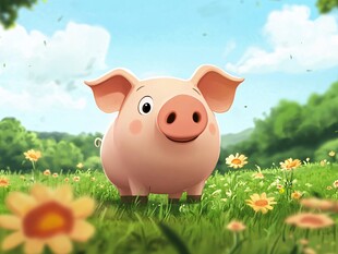 田野中的可爱小猪