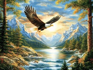 翱翔于山水间的雄鹰