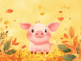 秋日萌猪图